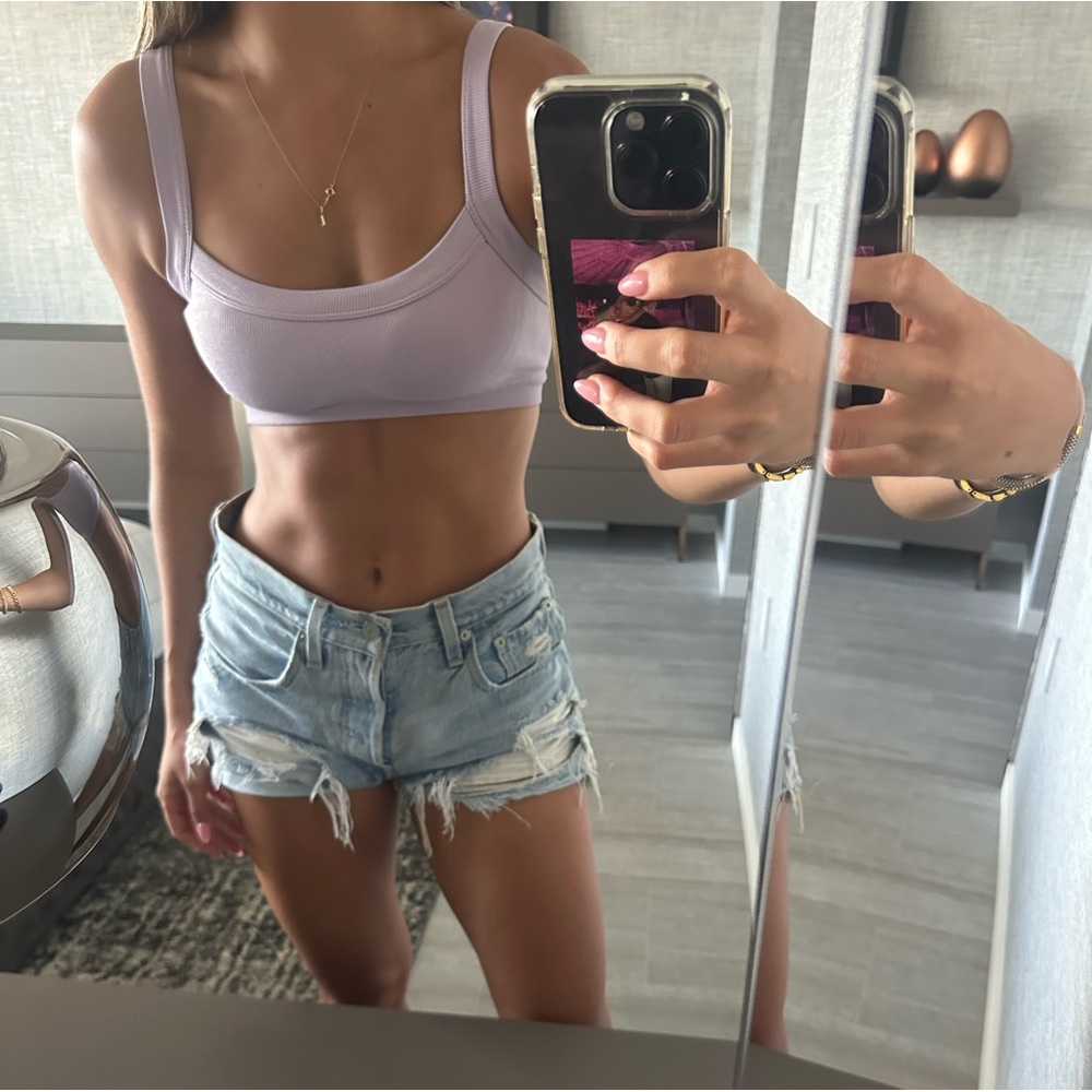 Urban Outfitters light purple ribbed seamless out from under bralette crop tank